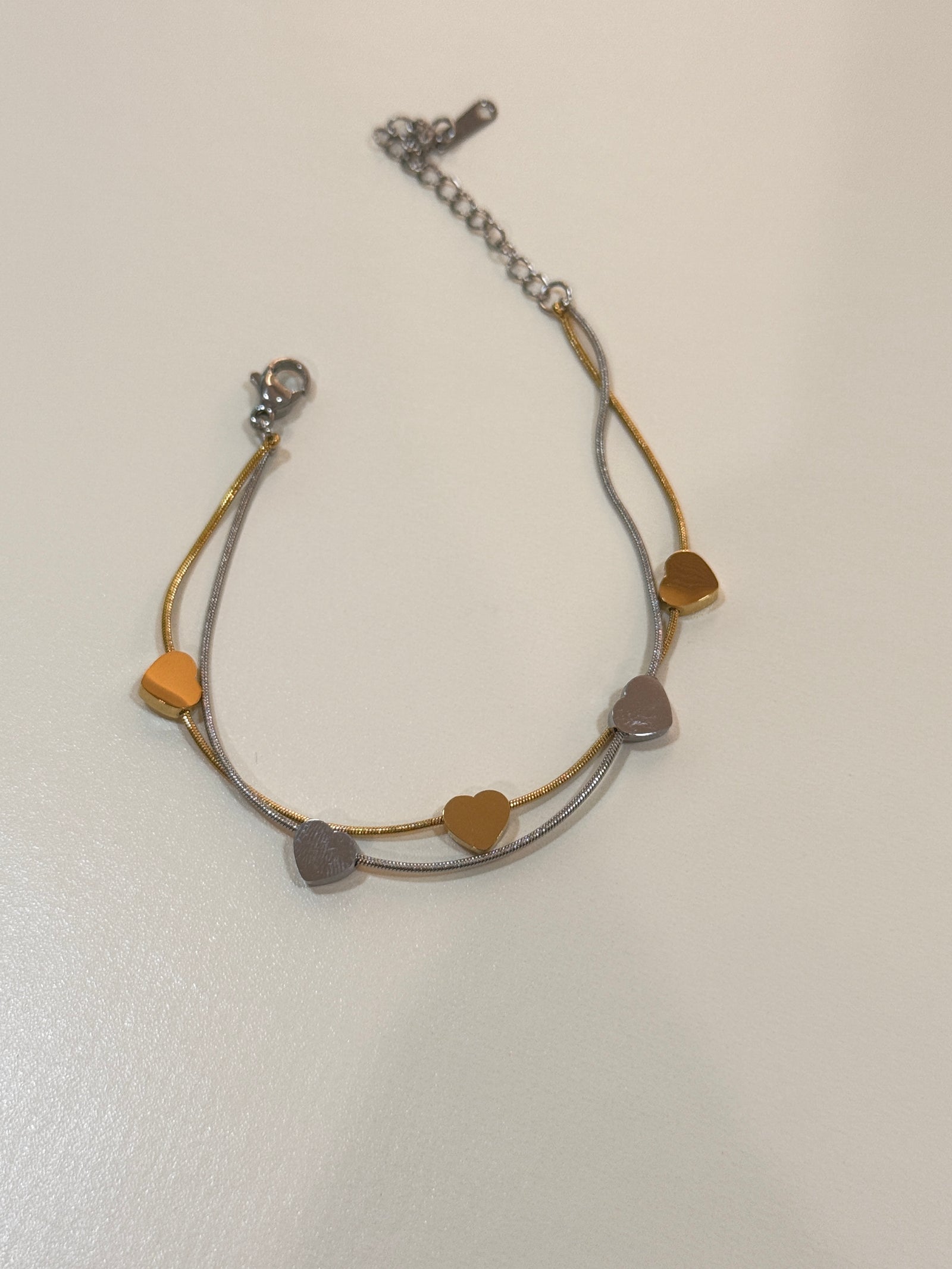 2 tone heart stainless steel bracelet