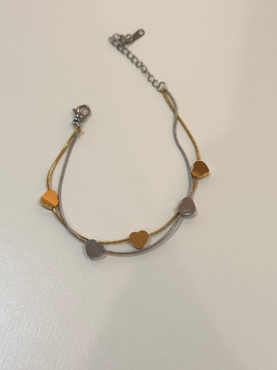 2 tone heart stainless steel bracelet