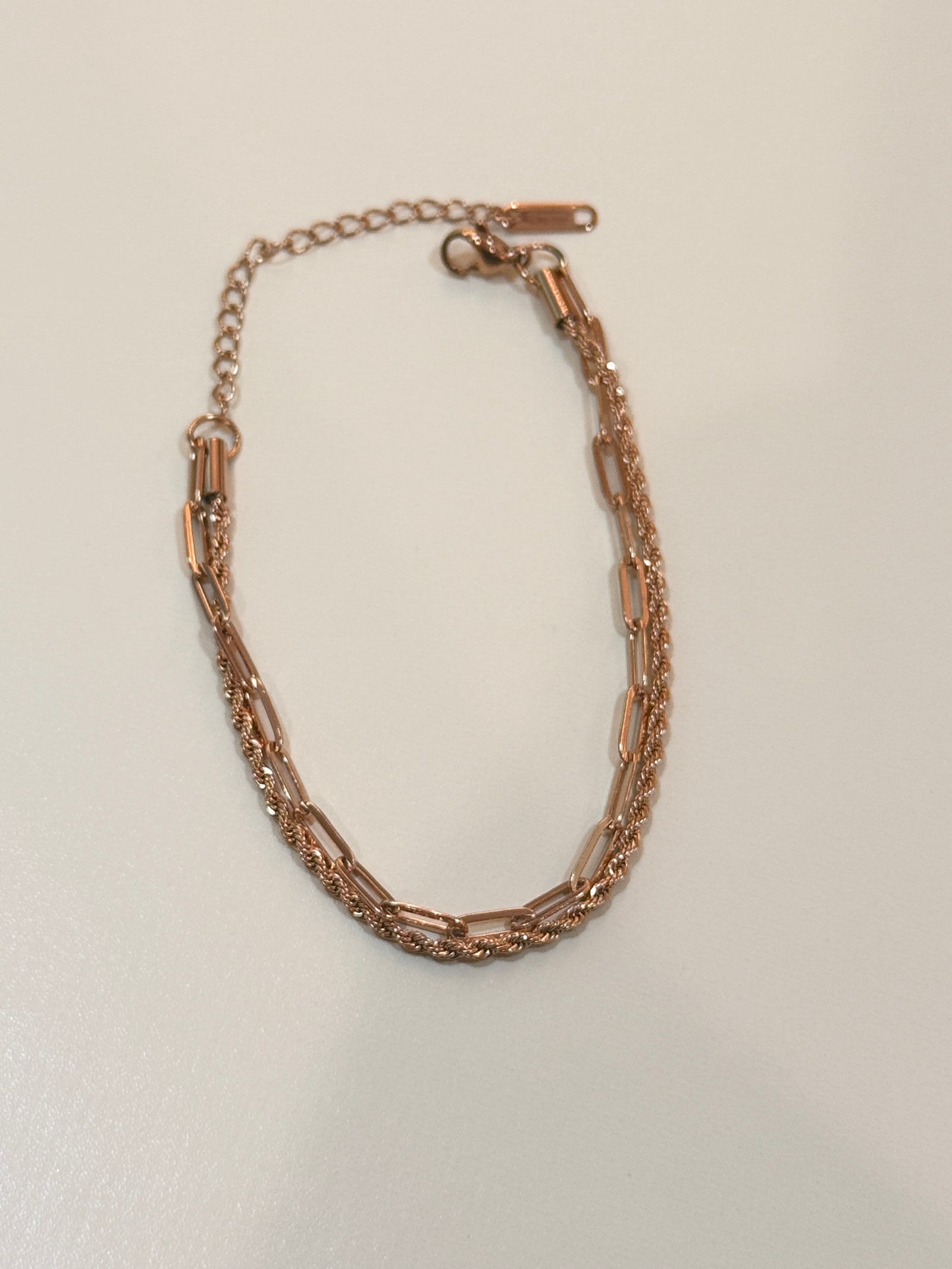Rose gold double chain bracelet